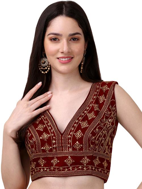 red self design saree blouse - 19482498 - Very Small Image - 1