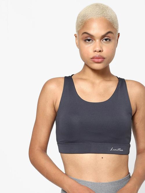 grey solid sports bra - 19482686 - Very Small Image - 1