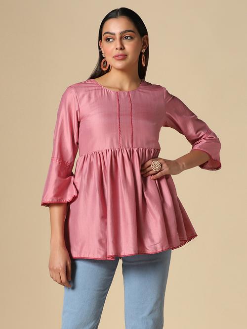 round neck solid a-line tunic - 19483307 - Very Small Image - 1