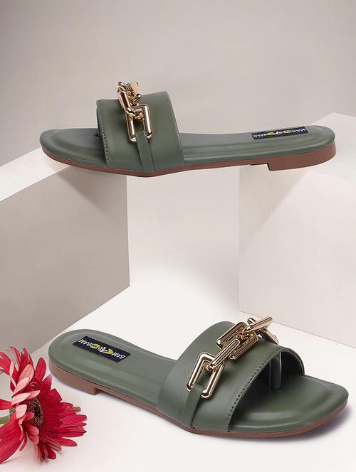 olive slip on sandal - 19483510 - Very Small Image - 1