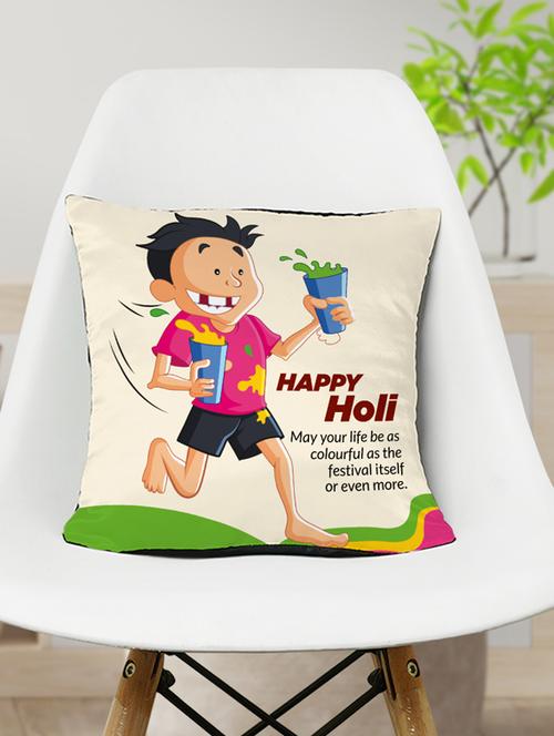 crazy corner printed happy holi cushion - 19484320 - Very Small Image - 1