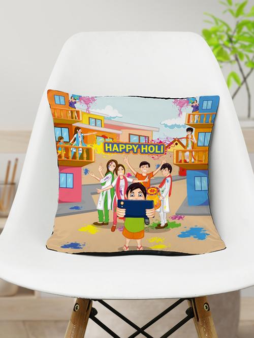 crazy corner printed happy holi cushion - 19484339 - Very Small Image - 1