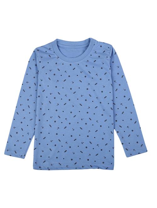 light blue printed round neck t-shirt - 19484498 - Very Small Image - 1