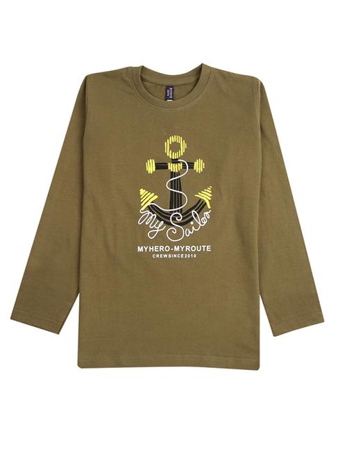 olive printed round neck t-shirt - 19484502 - Very Small Image - 1