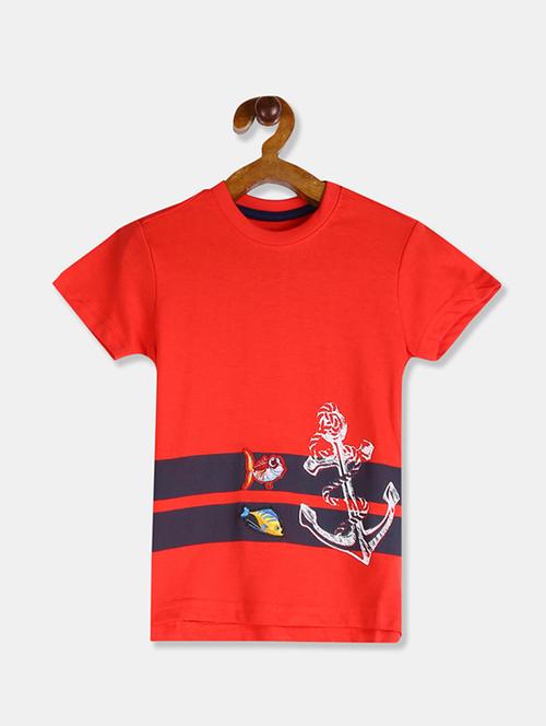 orange printed round neck t-shirt - 19484564 - Very Small Image - 1