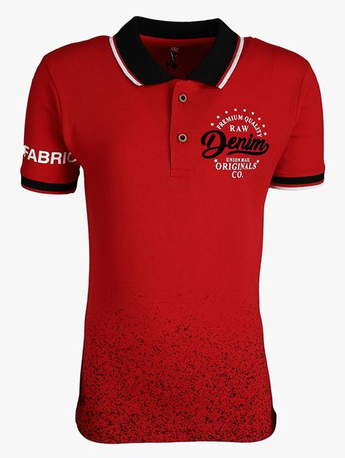 red printed round polo neck t-shirt - 19484572 - Very Small Image - 1