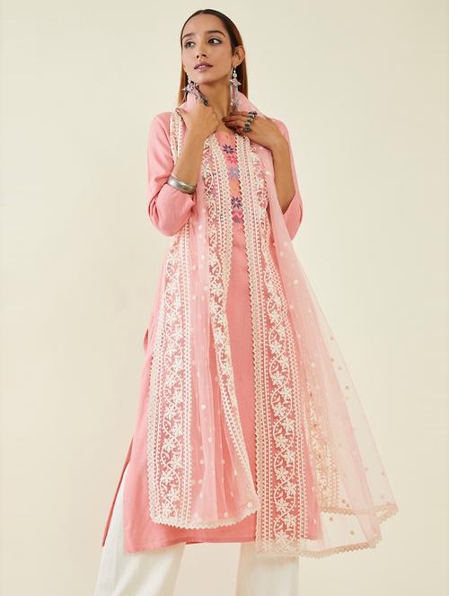 self design embroidered dupatta - 19485609 - Very Small Image - 1
