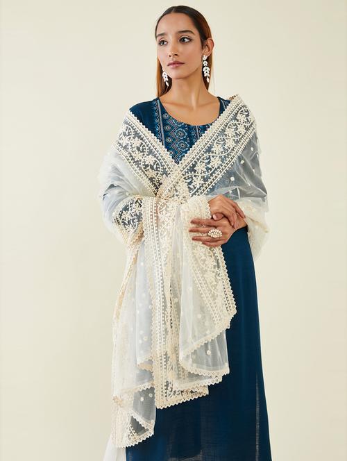 self design embroidered dupatta - 19485610 - Very Small Image - 1