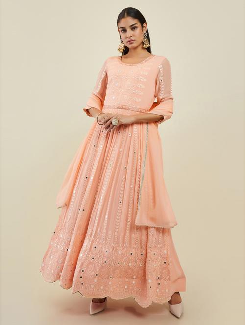 women embroidered gown with dupatta - 19485638 - Very Small Image - 1