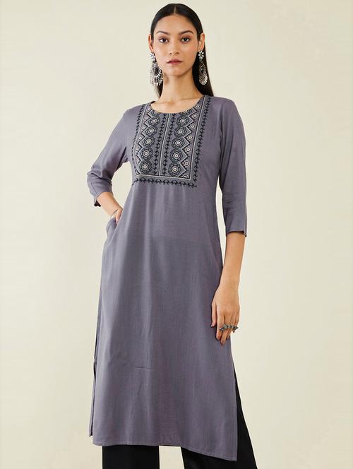 women's straight kurta - 19485739 - Very Small Image - 1
