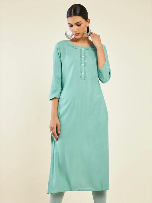 women's straight kurta - 19485741 - Very Small Image - 1