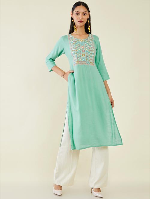 women's straight kurta - 19485743 - Very Small Image - 1