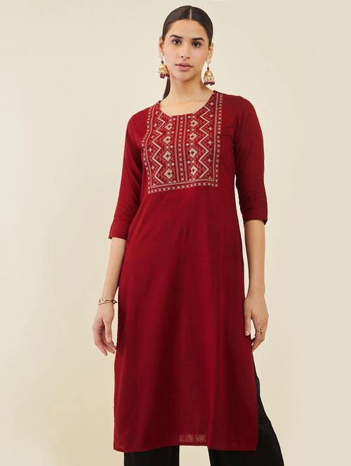 women's straight kurta - 19485839 - Very Small Image - 1