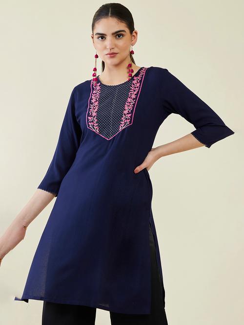 women's straight kurta - 19485874 - Very Small Image - 1