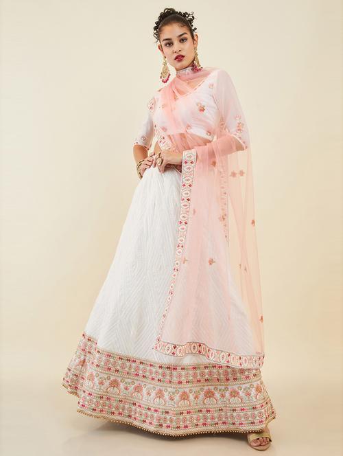 white flared stitched lehenga - 19485994 - Very Small Image - 1