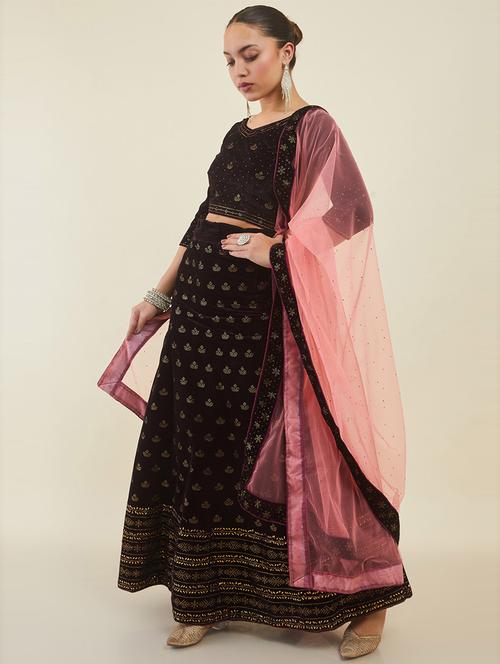 purple embroidered stitched lehenga choli - 19486020 - Very Small Image - 1