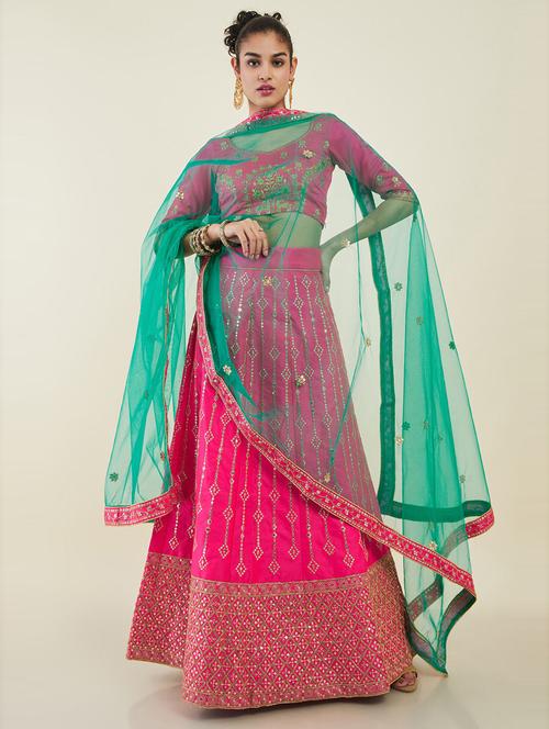 pink embroidered stitched lehenga choli - 19486026 - Very Small Image - 1