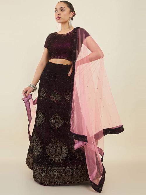 purple embroidered stitched lehenga choli - 19486059 - Very Small Image - 1