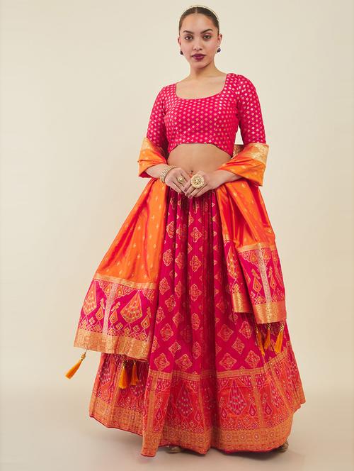 pink printed stitched lehenga choli - 19486063 - Very Small Image - 1