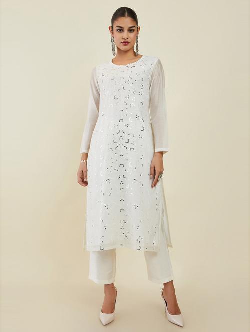 white self design suit set - 19486109 - Very Small Image - 1