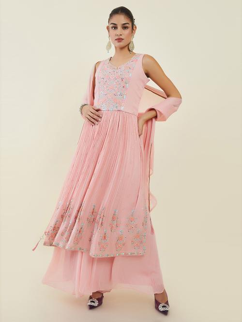 pink self design suit set - 19486113 - Very Small Image - 1