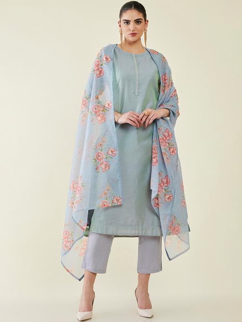 grey self design suit set - 19486134 - Very Small Image - 1