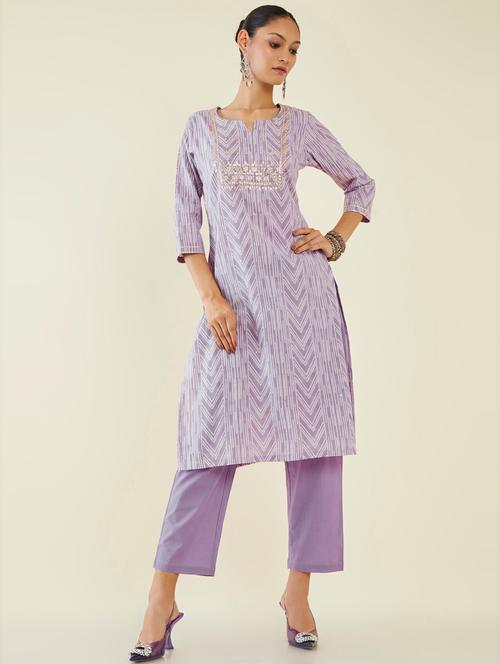 purple printed kurta pant set - 19486156 - Very Small Image - 1