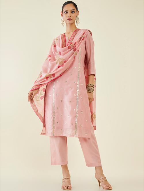peach self design suit set - 19486179 - Very Small Image - 1