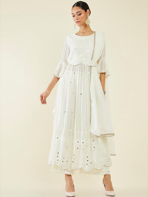 white self design suit set - 19486229 - Very Small Image - 1