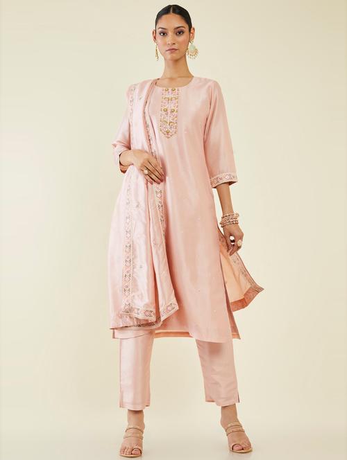peach self design suit set - 19486257 - Very Small Image - 1