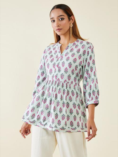 floral print rayon regular tunic - 19486283 - Very Small Image - 1