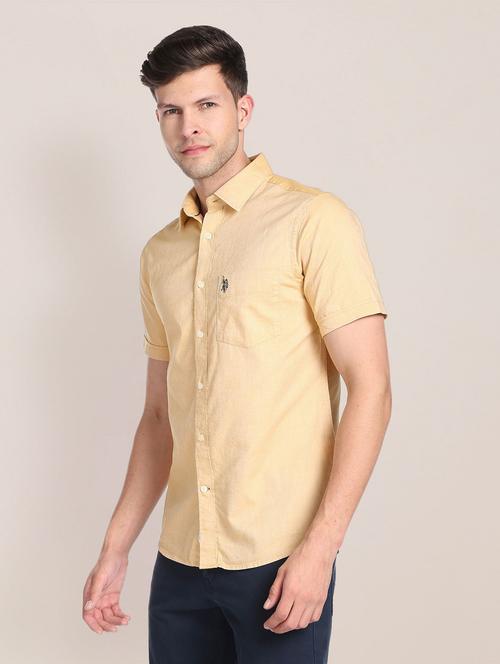 yellow solid casual shirt - 19486333 - Very Small Image - 1
