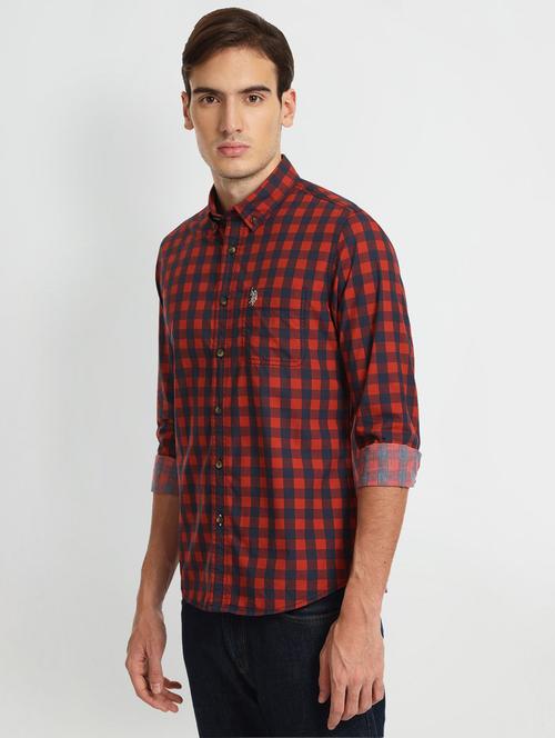 red check cotton casual shirt - 19486497 - Very Small Image - 1