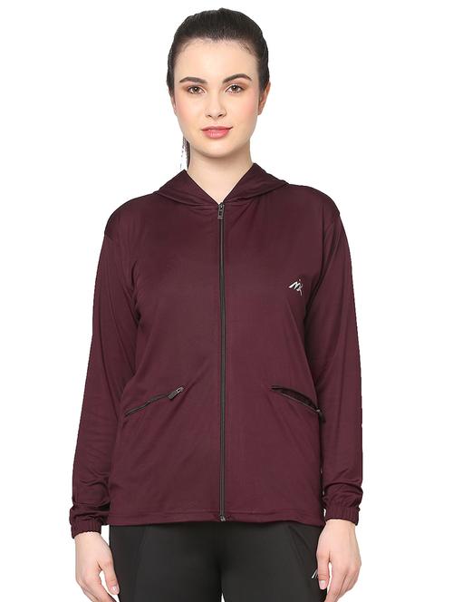 hood neck solid active wear jacket - 19487557 - Very Small Image - 1