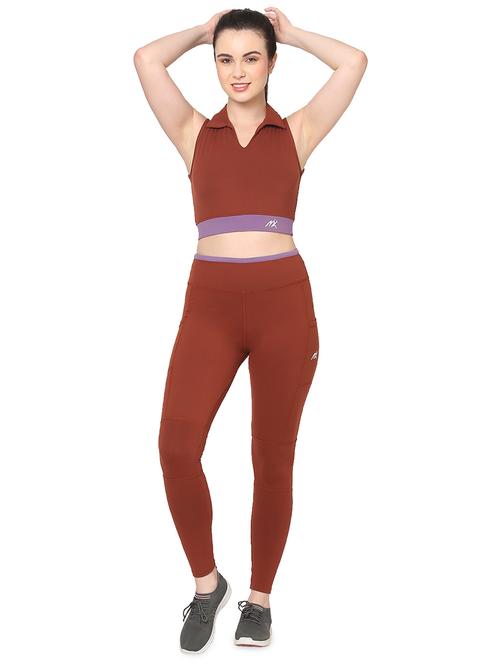 brown solid active wear set - 19487560 - Very Small Image - 1