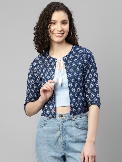 navy blue printed shrug - 19487790 - Very Small Image - 1