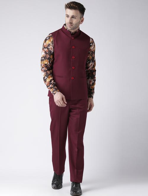 maroon solid 2-piece suits suit - 19488617 - Very Small Image - 1