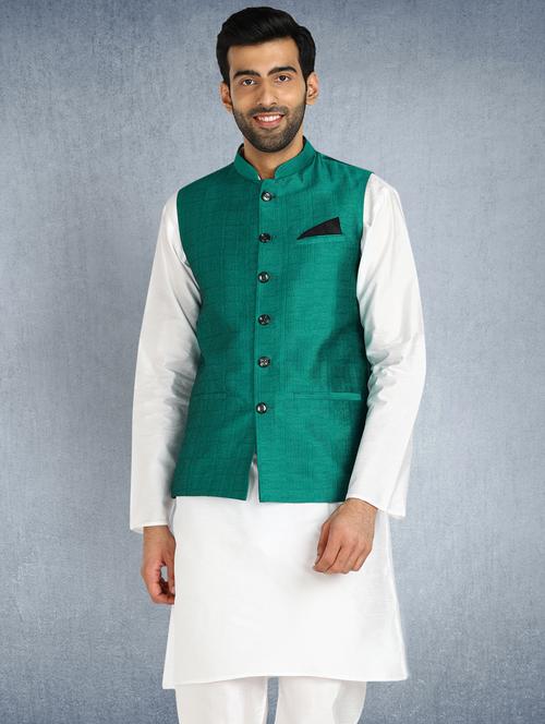 green solid nehru jacket - 19488635 - Very Small Image - 1