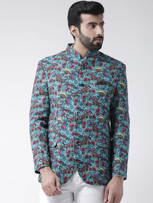 printed bandhgala blazer - 19488681 - Very Small Image - 1