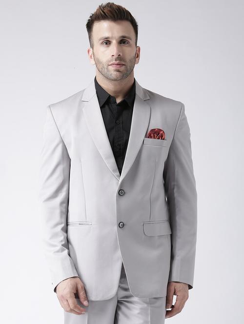 grey solid formal blazer - 19488715 - Very Small Image - 1