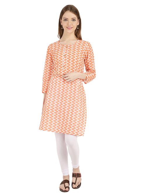 orange printed straight kurta - 19488864 - Very Small Image - 1