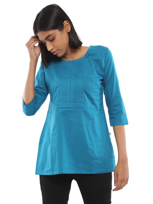 teal solid short kurti - 19488889 - Very Small Image - 1