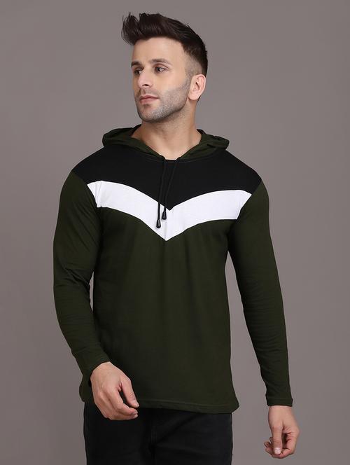 hood neck color block regular t-shirt - 19489200 - Very Small Image - 1