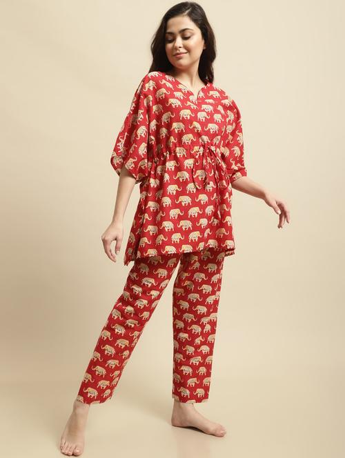 women printed nightwear set - 19489264 - Very Small Image - 1