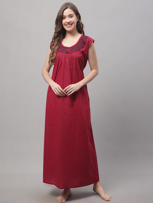 red printed nighty - 19489304 - Very Small Image - 1