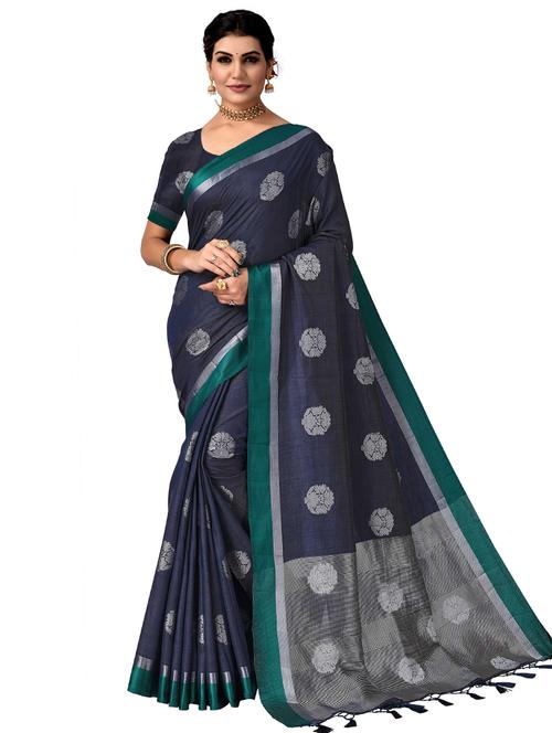 solids with borders tussar saree with blouse - 19489482 - Very Small Image - 1