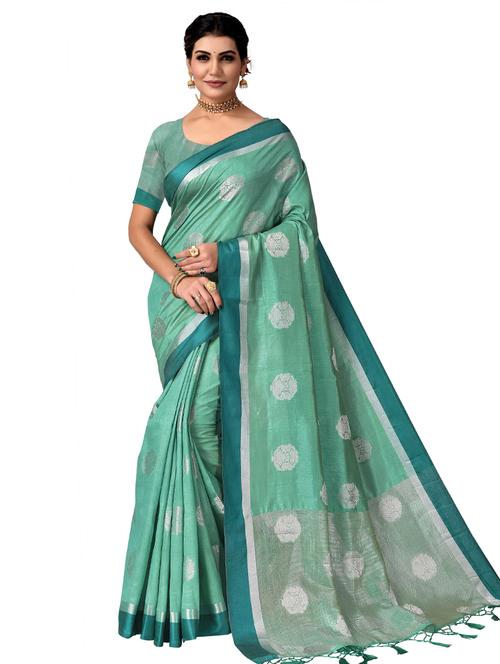 solids with borders tussar saree with blouse - 19489483 - Very Small Image - 1