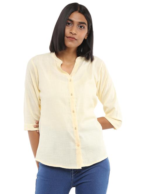 yellow solid cotton regular shirt - 19489508 - Very Small Image - 1