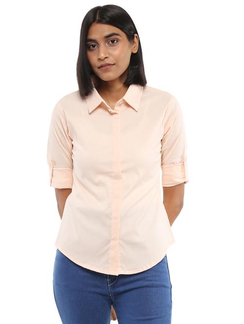 pink solid cotton regular shirt - 19489511 - Very Small Image - 1