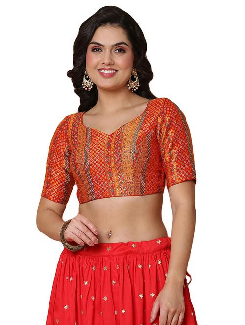 self design woven saree blouse - 19490164 - Very Small Image - 1